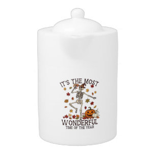 Its Most Wonderful Dancing Skeleton Halloween Witc Teapot