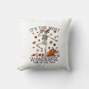 Its Most Wonderful Dancing Skeleton Halloween Witc Throw Pillow
