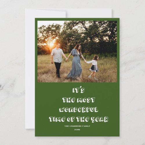 Its most wonderful time of the year photo green holiday card