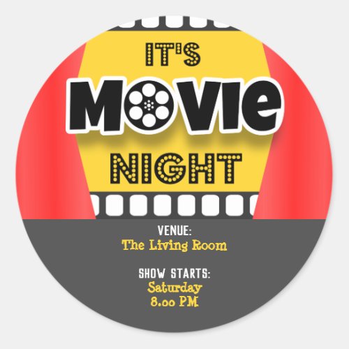 Its Movie Night Classic Round Sticker