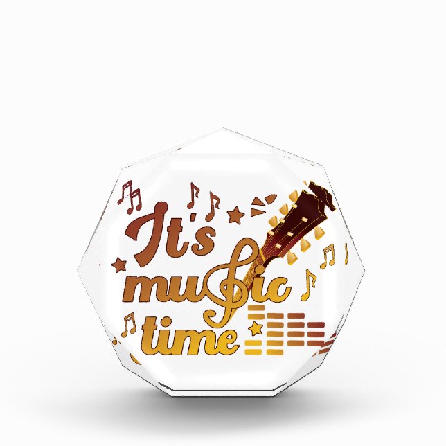 It's Music Time, Gold Guitar Musical  Acrylic Award (Front)