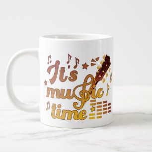 It's Music Time, Gold Guitar Musical  Giant Coffee Mug