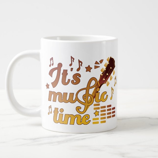 It's Music Time, Gold Guitar Musical  Giant Coffee Mug (Left)