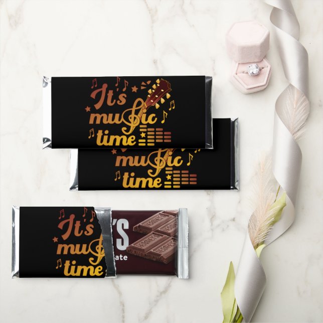 It's Music Time, Gold Guitar Musical  Hershey Bar Favors (Front)
