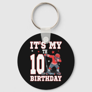 It's My 10th Birthday Boy Ice Hockey Dabbing 10 Ye Keychain