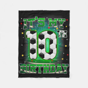 Its My 10th Birthday Boy Soccer 10 Years Old Party Fleece Blanket