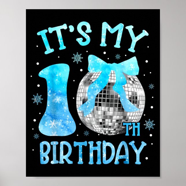 Its My 10th Birthday Coquette Bow Disco 10 Year Ol Poster (Front)