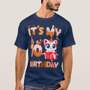 Its My 10th Birthday Girl Funny Cat Birthday 10 Ye T-Shirt