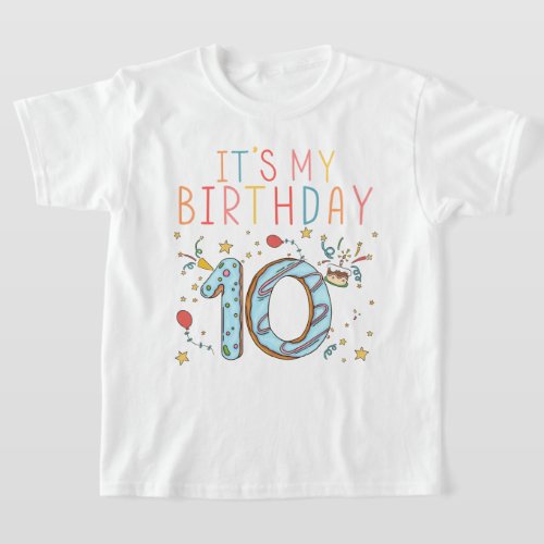 Its My 10th Birthday Party Donut Girls Boys Kids T_Shirt