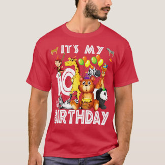 Its My 10th Birthday Safari Jungle Animals Lovers  T-Shirt