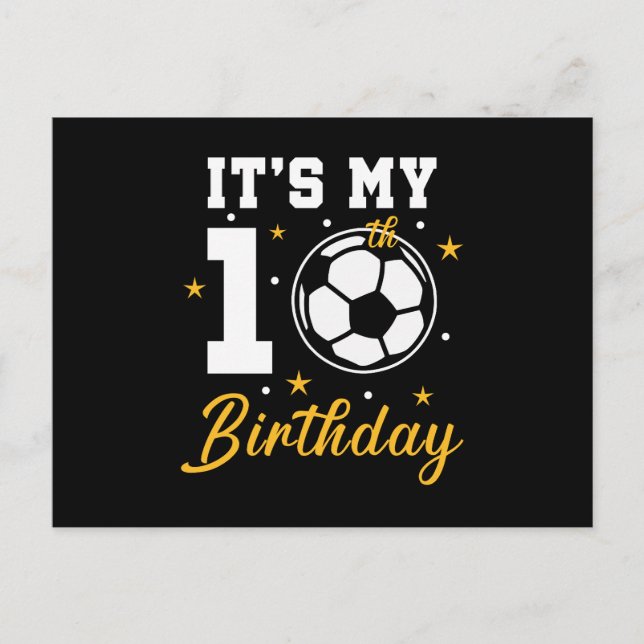 It's My 10th Birthday Soccer Ten Year Old  Holiday Postcard (Front)