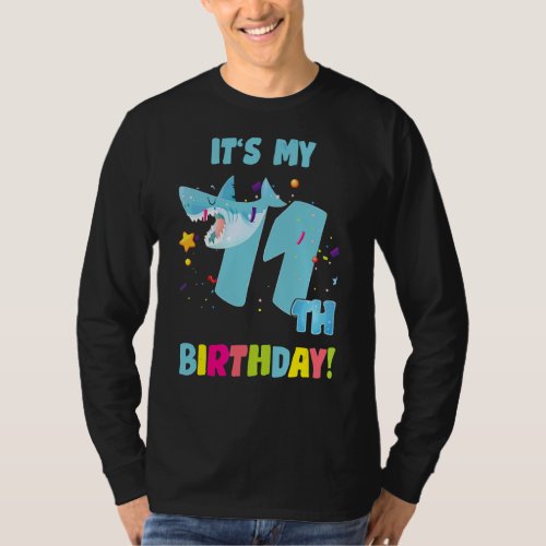 Its My 11 Year Old 11th Shark Party Birthday Baby T_Shirt