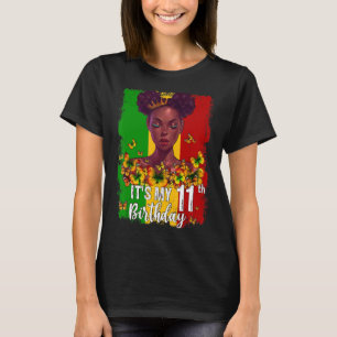 It's My 11th Birthday 11 Years Old Black Melanin W T-Shirt