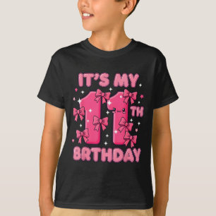 It's My 11th Birthday Coquette Bow Girl Cute 11 Ye T-Shirt