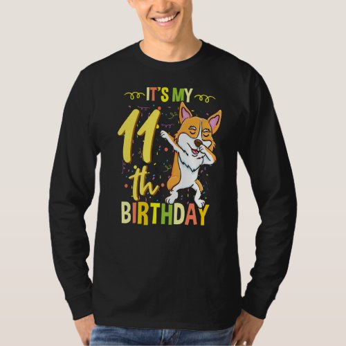 Its My 11th Birthday Dabbing Corgi T_Shirt