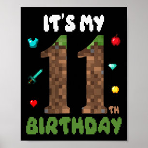 Its My 11th Birthday Funny 11 Yrs Old Video Gamer Poster