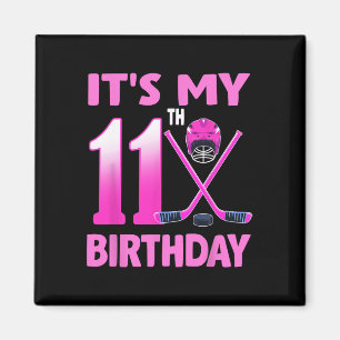 It's My 11th Birthday Girl Ice Hockey 11 Year Old Magnet