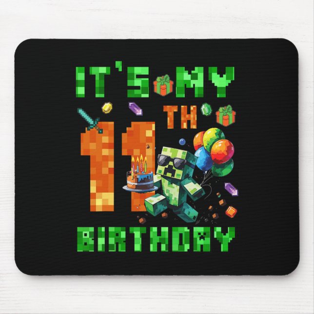 It's My 11th Birthday Pixel Number Video Game Game Mouse Pad (Front)