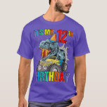 It's My 12th Birthday Monster Truck Dinosaur Boys  T-Shirt<br><div class="desc">It's My 12th Birthday Monster Truck Dinosaur Boys And Kids  .</div>