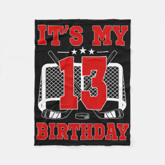 It's My 13th Birthday Girl Ice Hockey Theme 13 Yea Fleece Blanket