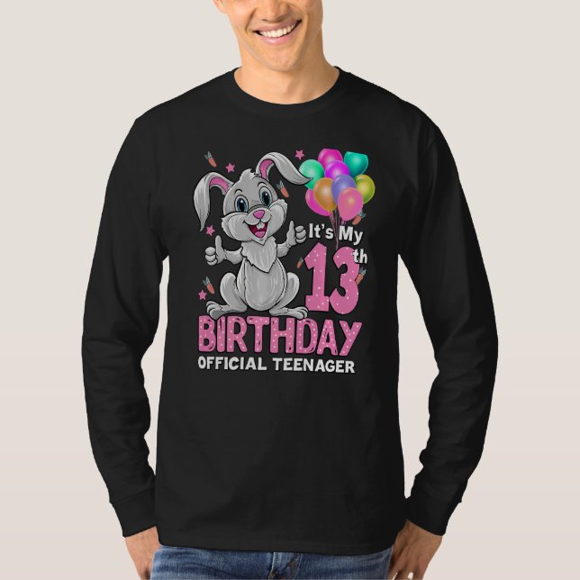 It's My 13th Birthday Rabbit 13th Birthday 13 Year T-Shirt (Front)
