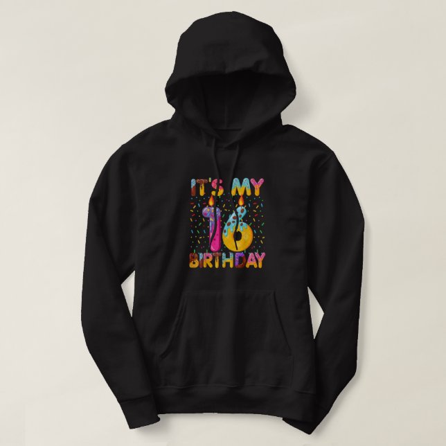 It's My 16th Birthday Sweet Donut 16 Years Old Fun Hoodie (Design Front)