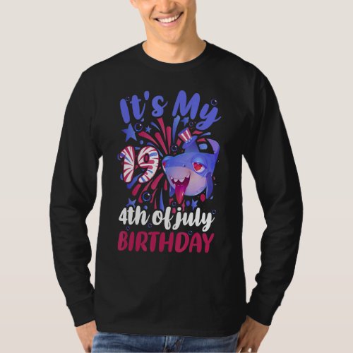Its My 19th Birthday 4th Of July Family  Shark Ki T_Shirt