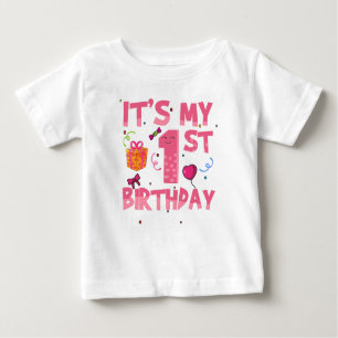 It's My 1st Birthday Cute Pink Baby T-Shirt
