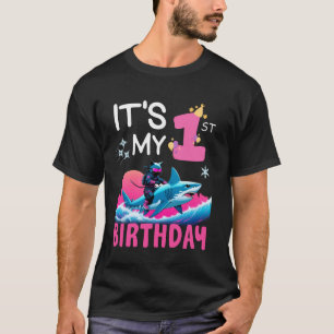 It's My 1st Birthday Ninja Cat Riding Shark One Ye T-Shirt