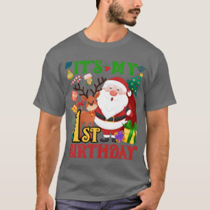 Its My 1st Birthday Santa Claus Christmas boy T-Shirt