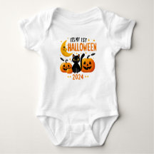 It's My 1st Halloween Pumpkin Black Cat 