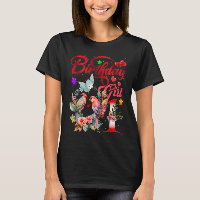 It's My 1th Birthday Girl Birds 1 Years Birds T-Shirt (Front)