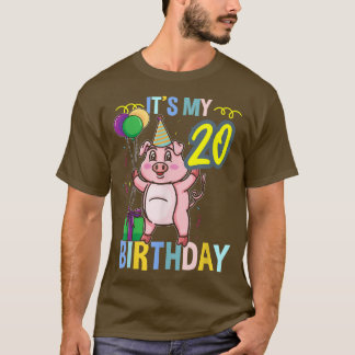 Its My 20th Birthday Cute Pig 3306  T-Shirt