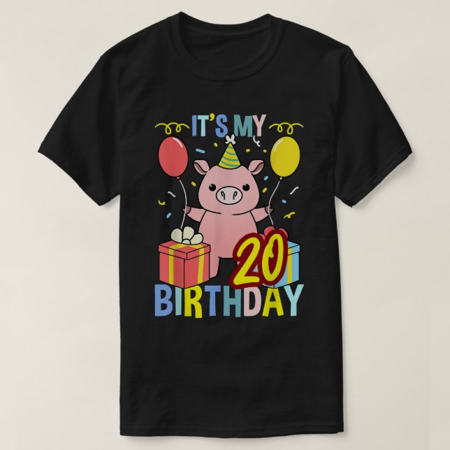 Its My 20th Birthday Pig For Pig Lover 3307  T-Shirt (Design Front)