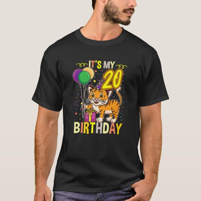 Its My 20Th Birthday Tiger Animal Lover T-Shirt (Front)