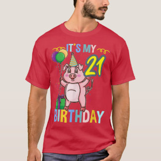 Its My 21st Birthday Cute Pig  T-Shirt