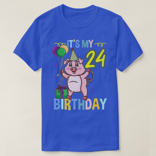 Its My 24th Birthday Cute Pig Premium  T-Shirt (Design Front)
