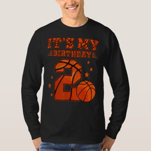 Its My 2nd Birthday Boy Girl 2 Year Old Basketbal T_Shirt