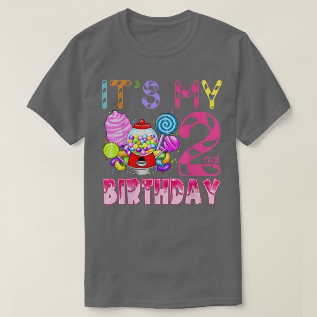 Its My 2nd Birthday Candy Candyland Birthday Girl  T-Shirt (Design Front)