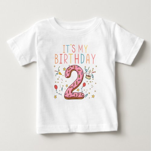 Its My 2nd Birthday Funny Donut Girls Boys Party Baby T_Shirt