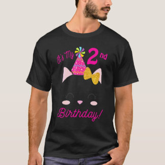 Its My 2nd Birthday  Girl Kitty Cat Theme Party T-Shirt
