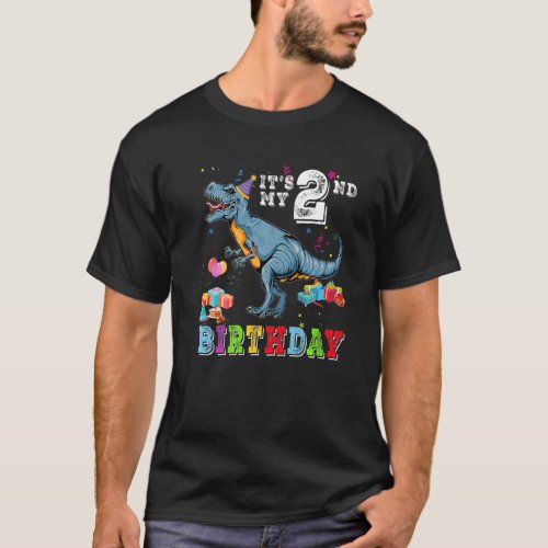 Its My 2nd Birthday Happy 2 Years Dinosaur Rex Bd T_Shirt