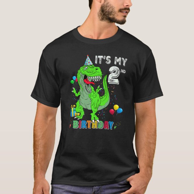 It's My 2nd Birthday Happy 2 Years Dinosaur Rex Bd T-Shirt (Front)