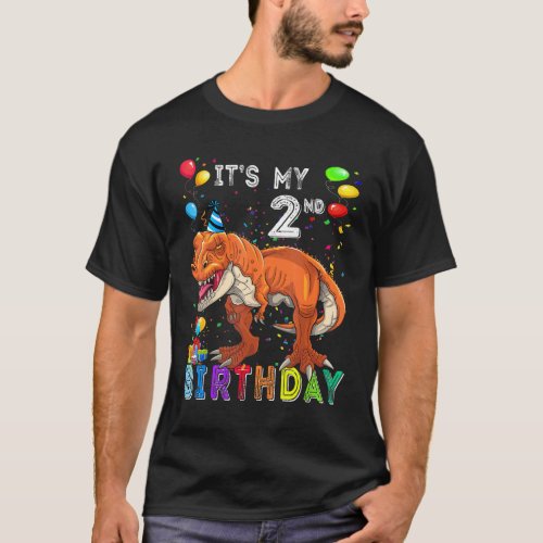 Its My 2nd Birthday Happy 2 Years Dinosaur Rex Bd T_Shirt