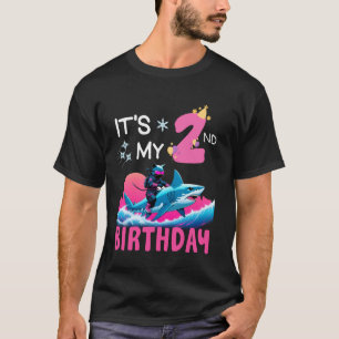 It's My 2nd Birthday Ninja Cat Riding Shark Two Ye T-Shirt