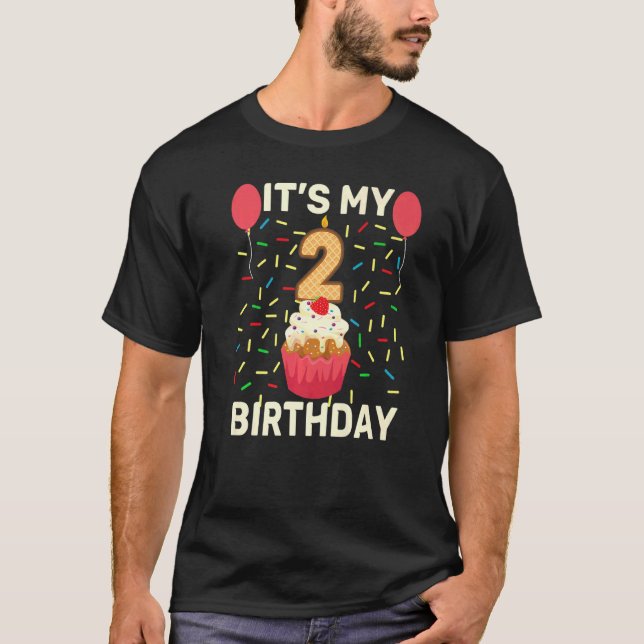 It's My 2nd Birthday Sweet Cupcake 2 Year Old Boy  T-Shirt (Front)