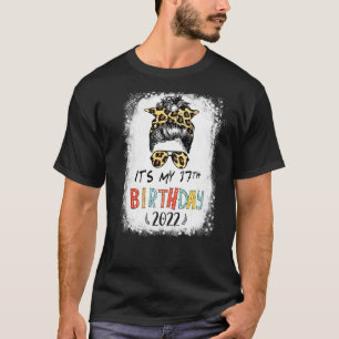 It's My 37th Birthday Girl Leopard Messy Bun 37 Ye T-Shirt