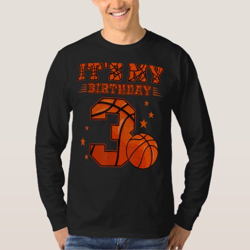 Its My 3rd Birthday Boy Girl 3 Year Old Basketbal T_Shirt