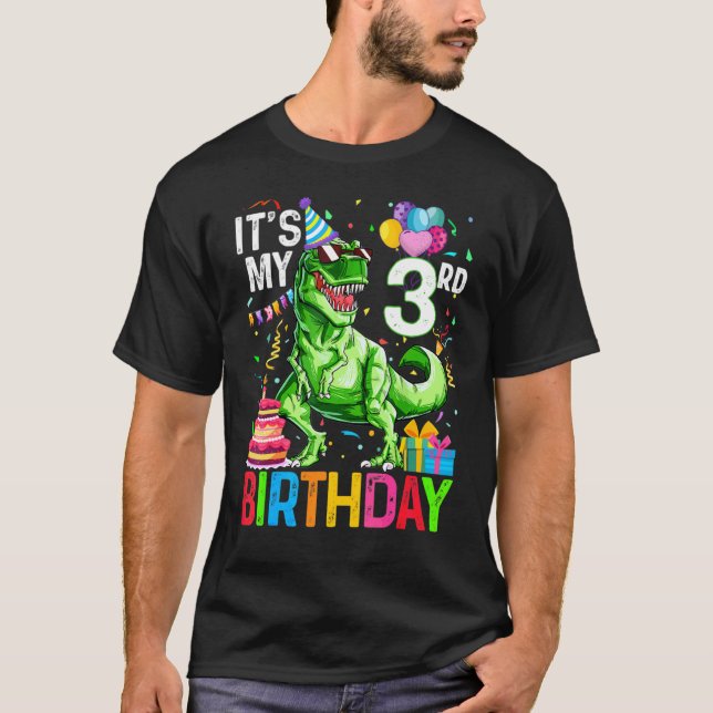 It's My 3rd Birthday Dinosaur T Rex Happy 3 Years  T-Shirt (Front)
