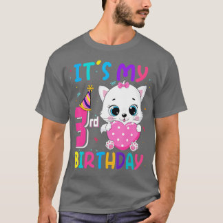 Its My 3rd Birthday Girl Funny Cat Birthday 3 Year T-Shirt